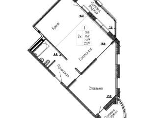 2-комн., 71.1 м²