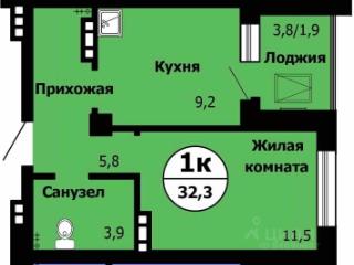 1-комн., 31.8 м², 9/24 этаж