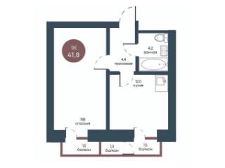 1-комн., 41.8 м², 2/7 этаж