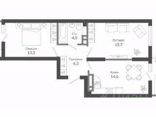 2-комн., 56.9 м², 6/23 этаж