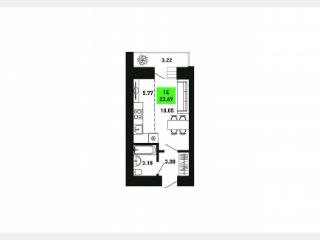 Студия, 23.7 м², 2/15 этаж