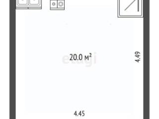 Студия, 22 м², 3/3 этаж