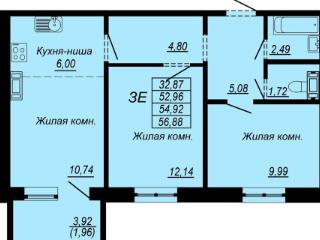 Типовая трешка в панельном доме 56 кв м планировка