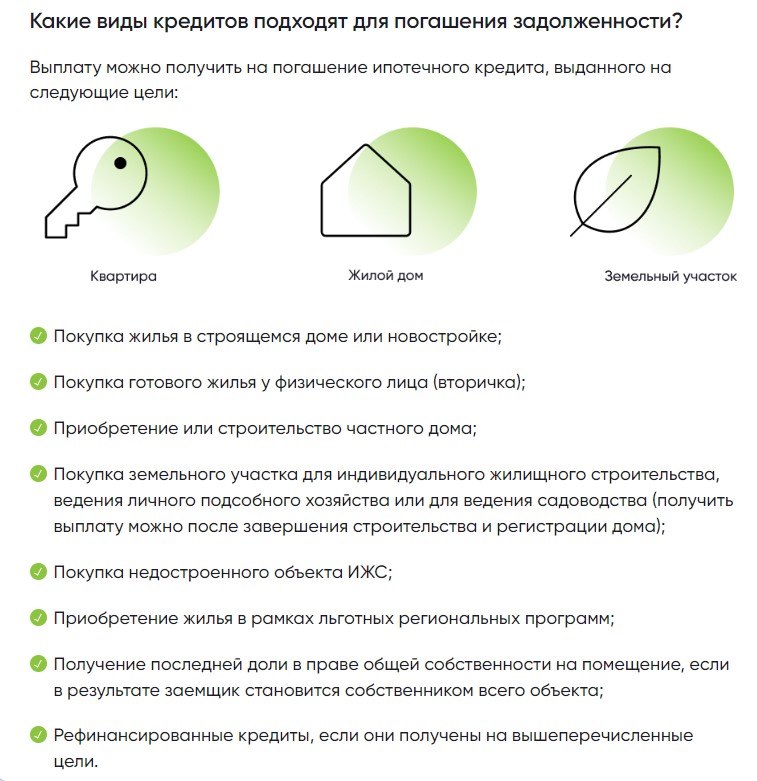 Кредит должен быть оформлен для покупки или строительства жилья, для покупки участка, на котором будет построен дом. Фото: спроси.дом.рф